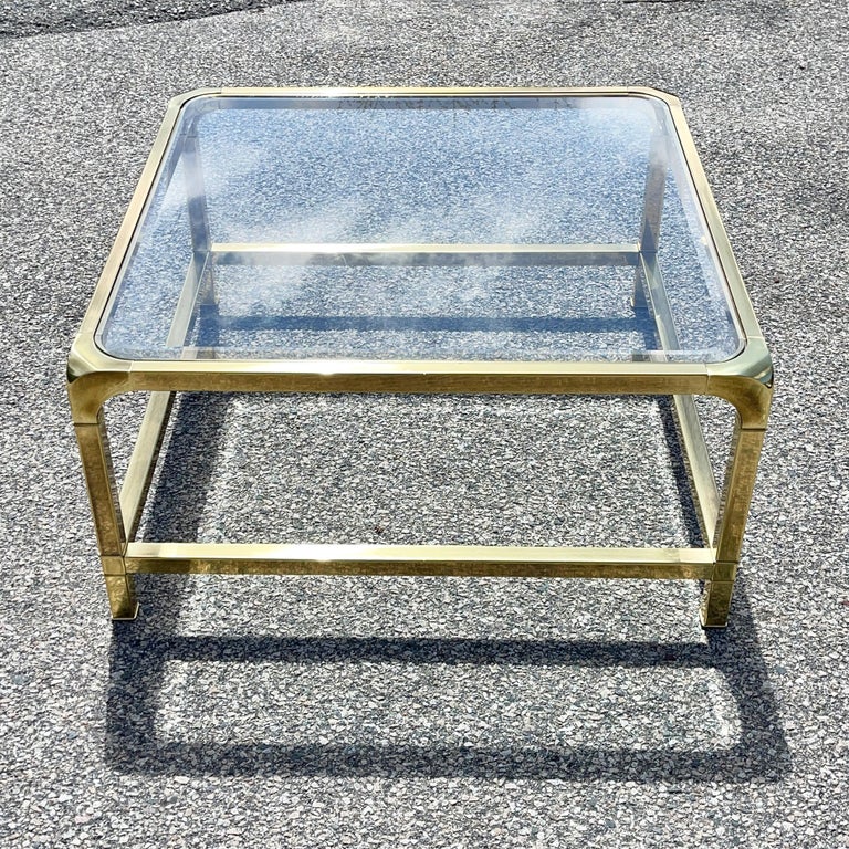 Mastercraft Square Brass Cocktail Table For Sale 3