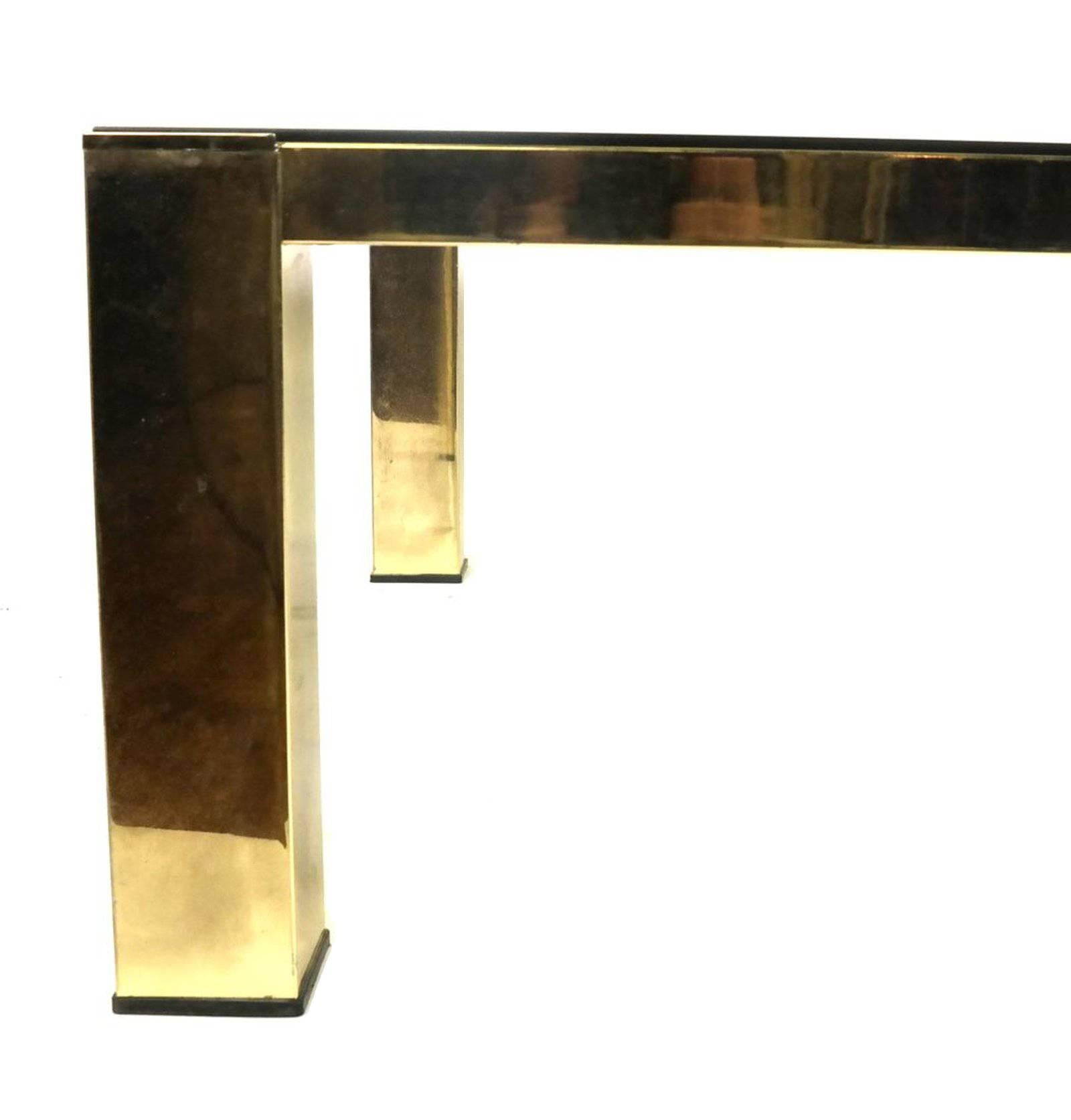 Mid-Century Modern Mastercraft Style Brass and Glass Cocktail Table