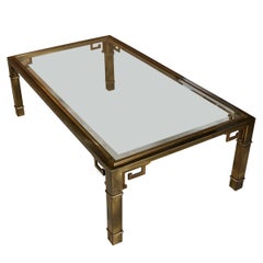 Mastercraft Style Brass and Glass Coffee Table