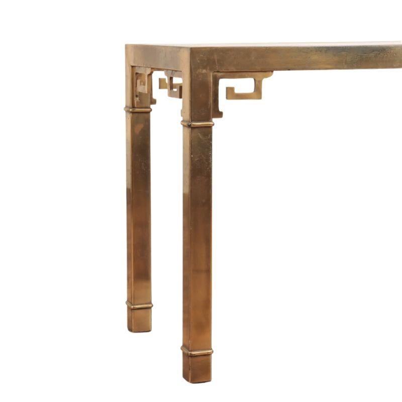 Mid-Century Modern Mastercraft Style Brass and Glass Console Table For Sale