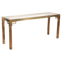 Used Mastercraft Style Brass and Glass Console Table