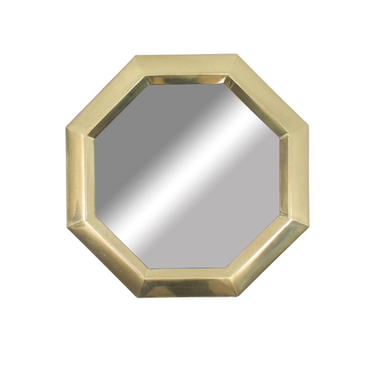 Mastercraft Style Brass Hexagonal Wall Mirror