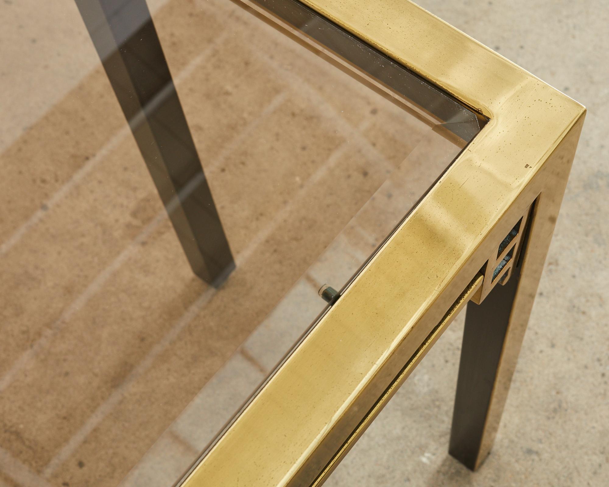 Mastercraft Style Brass Metal Greek Key Console Table For Sale 7