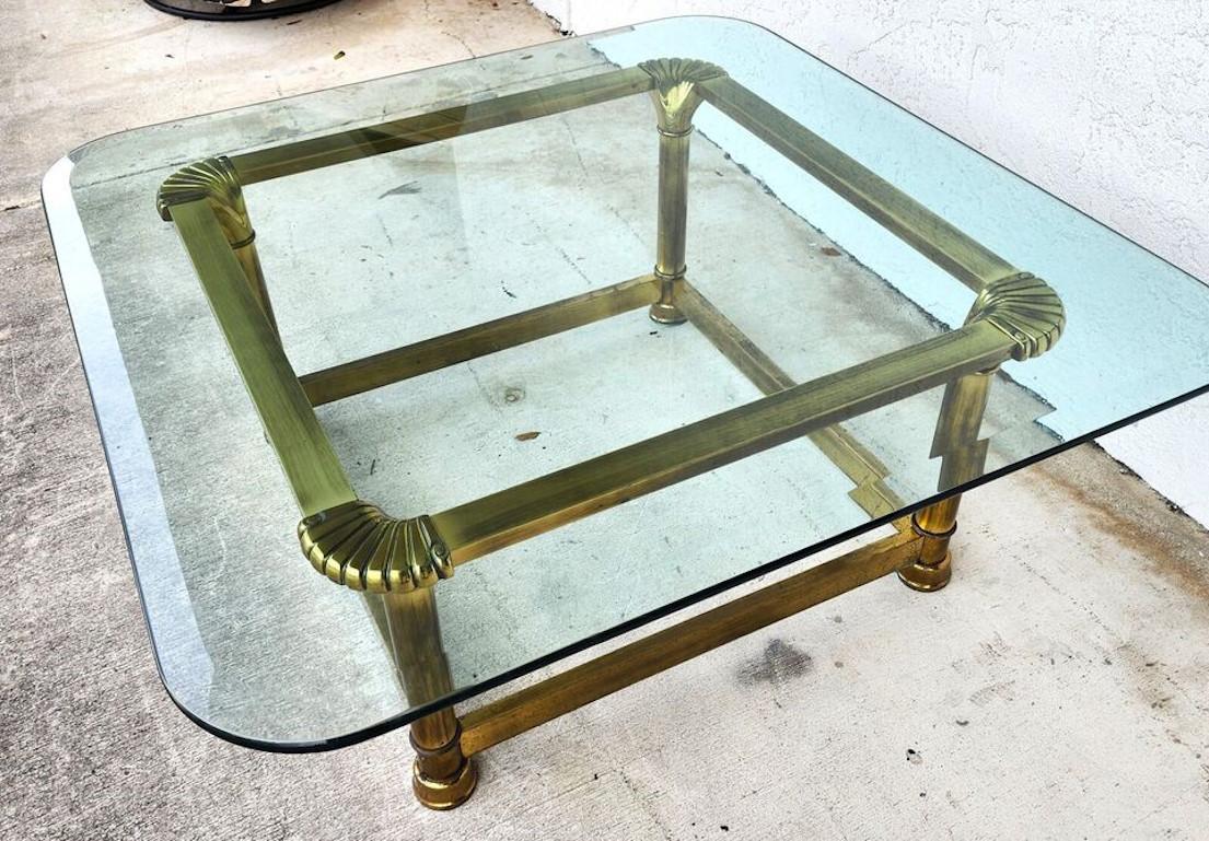Mastercraft Style Coffee Table Brass Glass 1970s For Sale 5