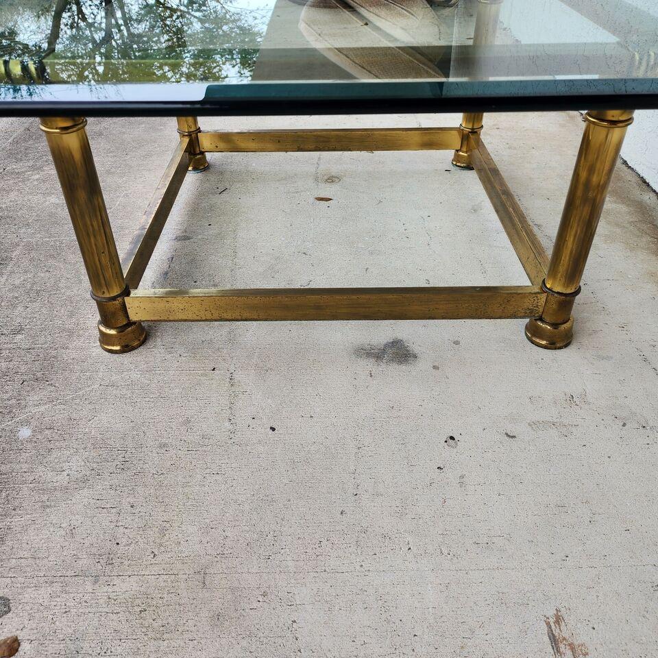 Mastercraft Style Coffee Table Brass Glass 1970s For Sale 6