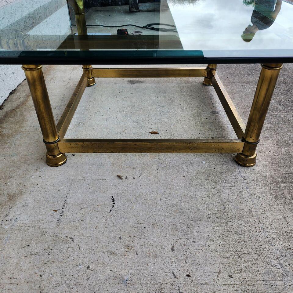 Mastercraft Style Coffee Table Brass Glass 1970s For Sale 7