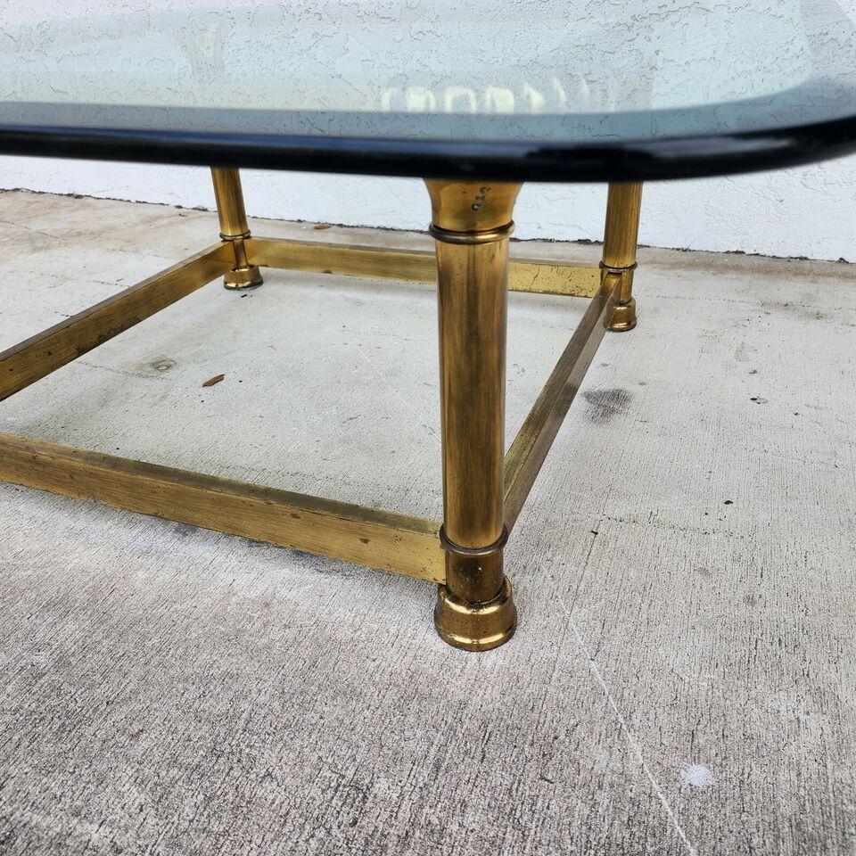 Mastercraft Style Coffee Table Brass Glass 1970s For Sale 8