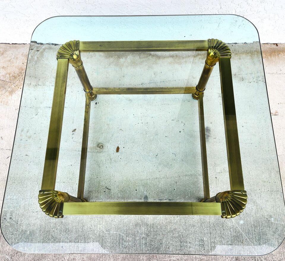Mastercraft Style Coffee Table Brass Glass 1970s In Good Condition For Sale In Lake Worth, FL