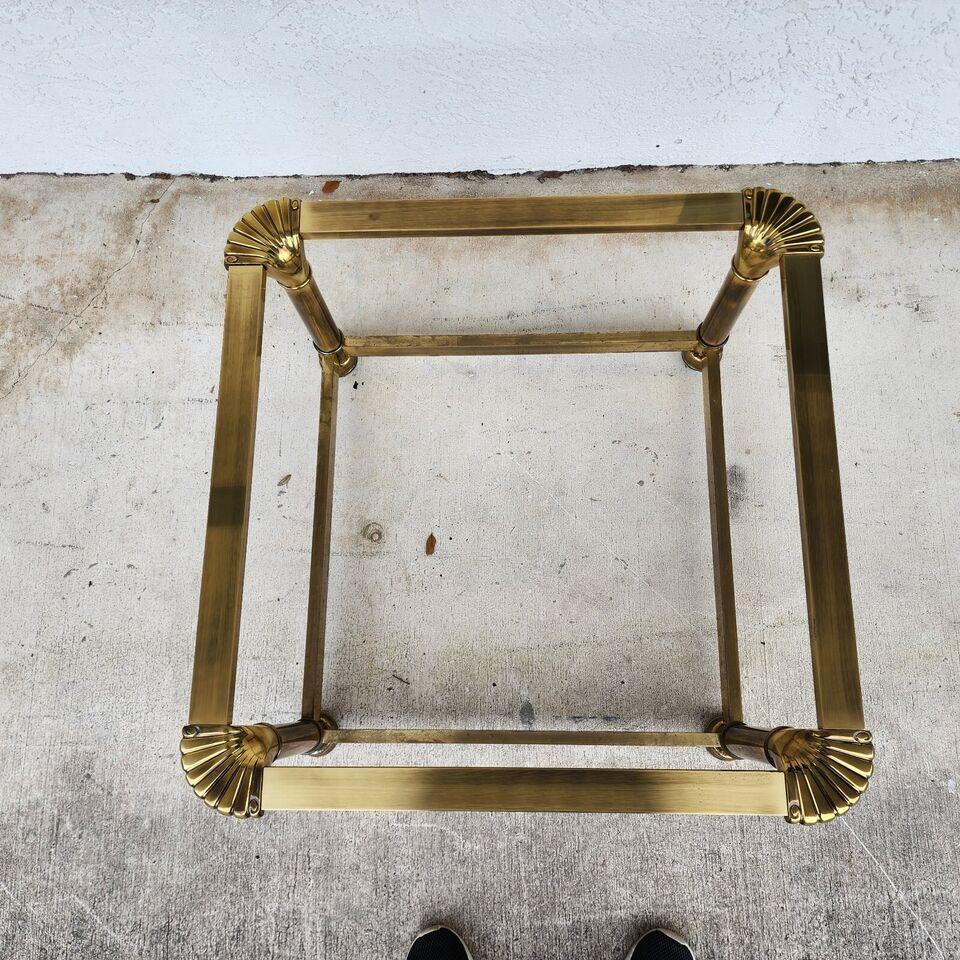 Late 20th Century Mastercraft Style Coffee Table Brass Glass 1970s For Sale