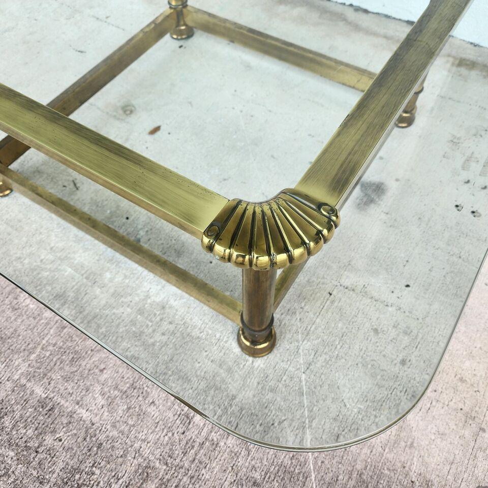 Mastercraft Style Coffee Table Brass Glass 1970s For Sale 1