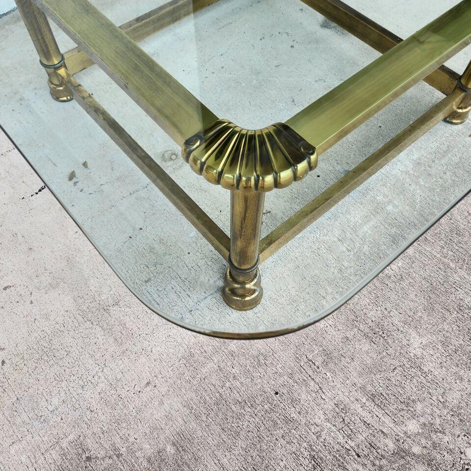 Mastercraft Style Coffee Table Brass Glass 1970s For Sale 4