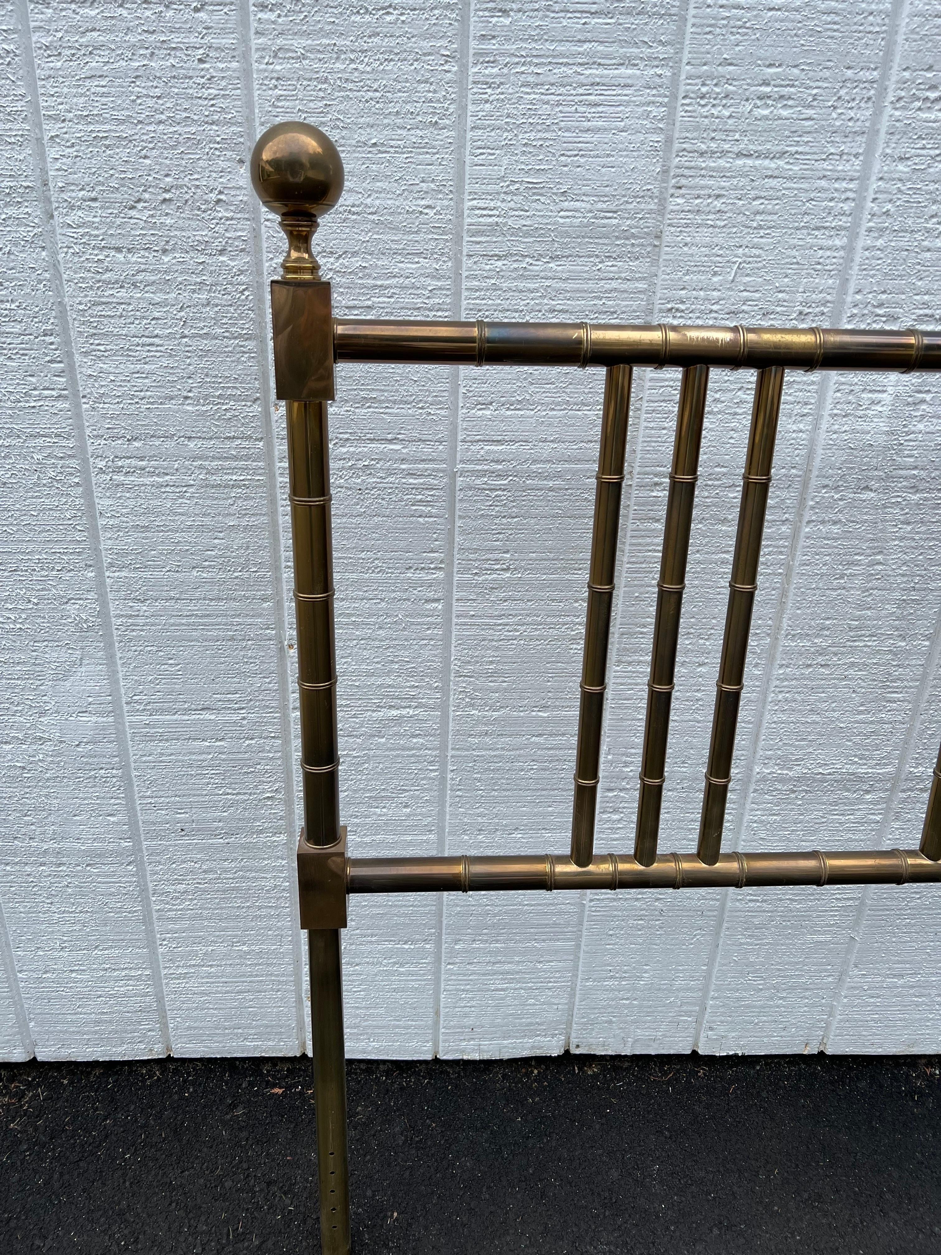 Mastercraft Style Faux Bamboo Brass King Headboard In Good Condition For Sale In Redding, CT
