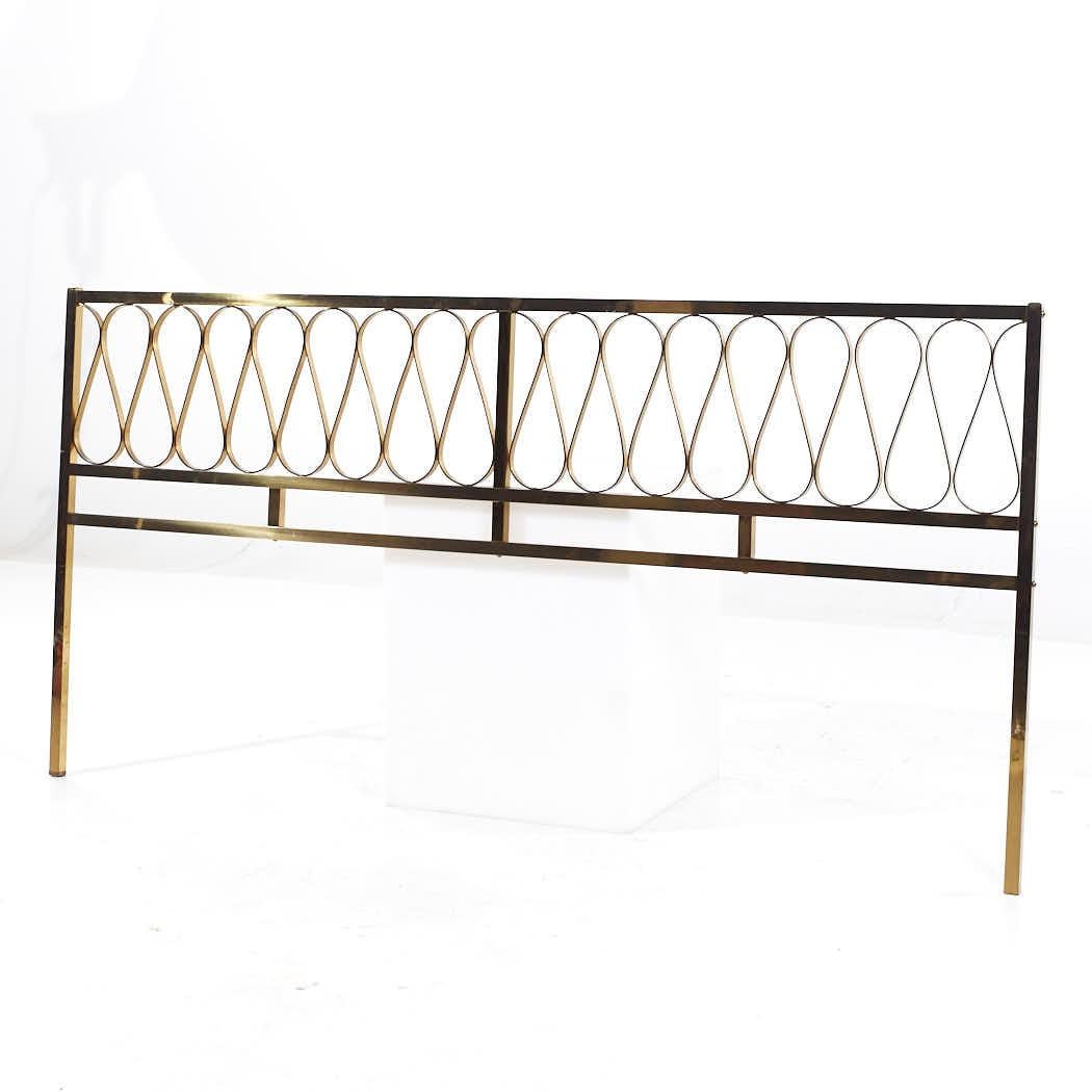 Mid-Century Modern Mastercraft Style Mid Century Brass King Headboard For Sale