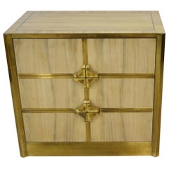 Mastercraft Three-Drawer Chest Brass and Zebra Wood