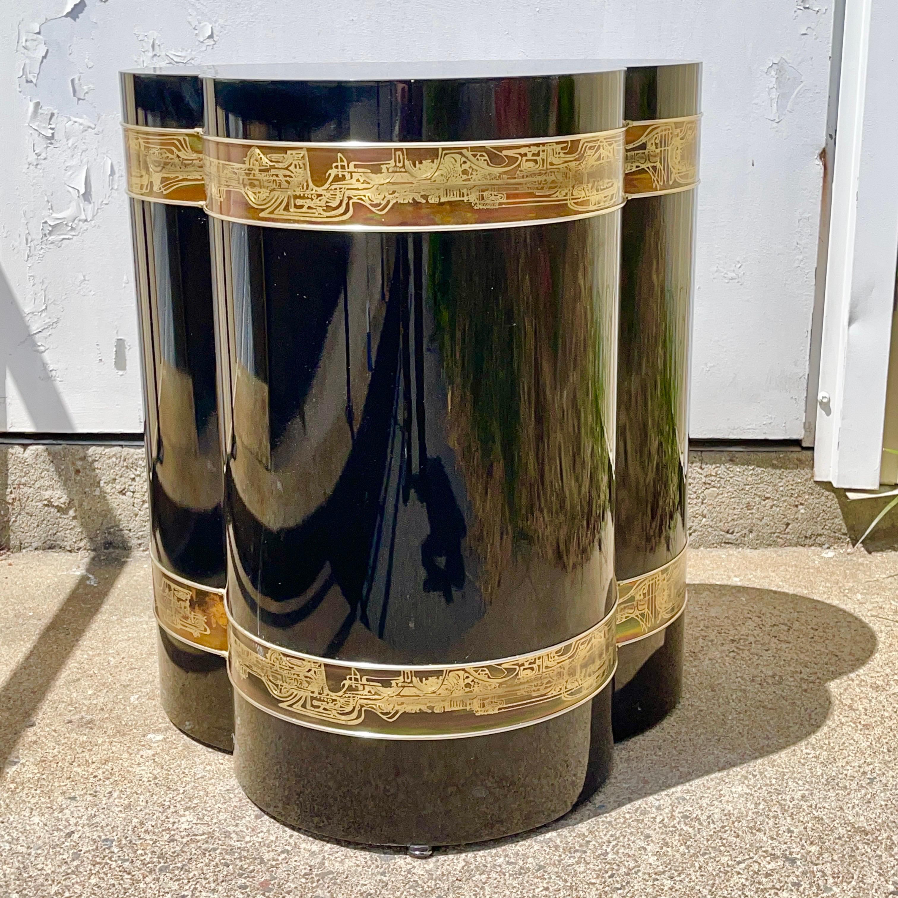 Mastercraft Trefoil Side Table with Bernhard Rohne Brass Banding For Sale 2