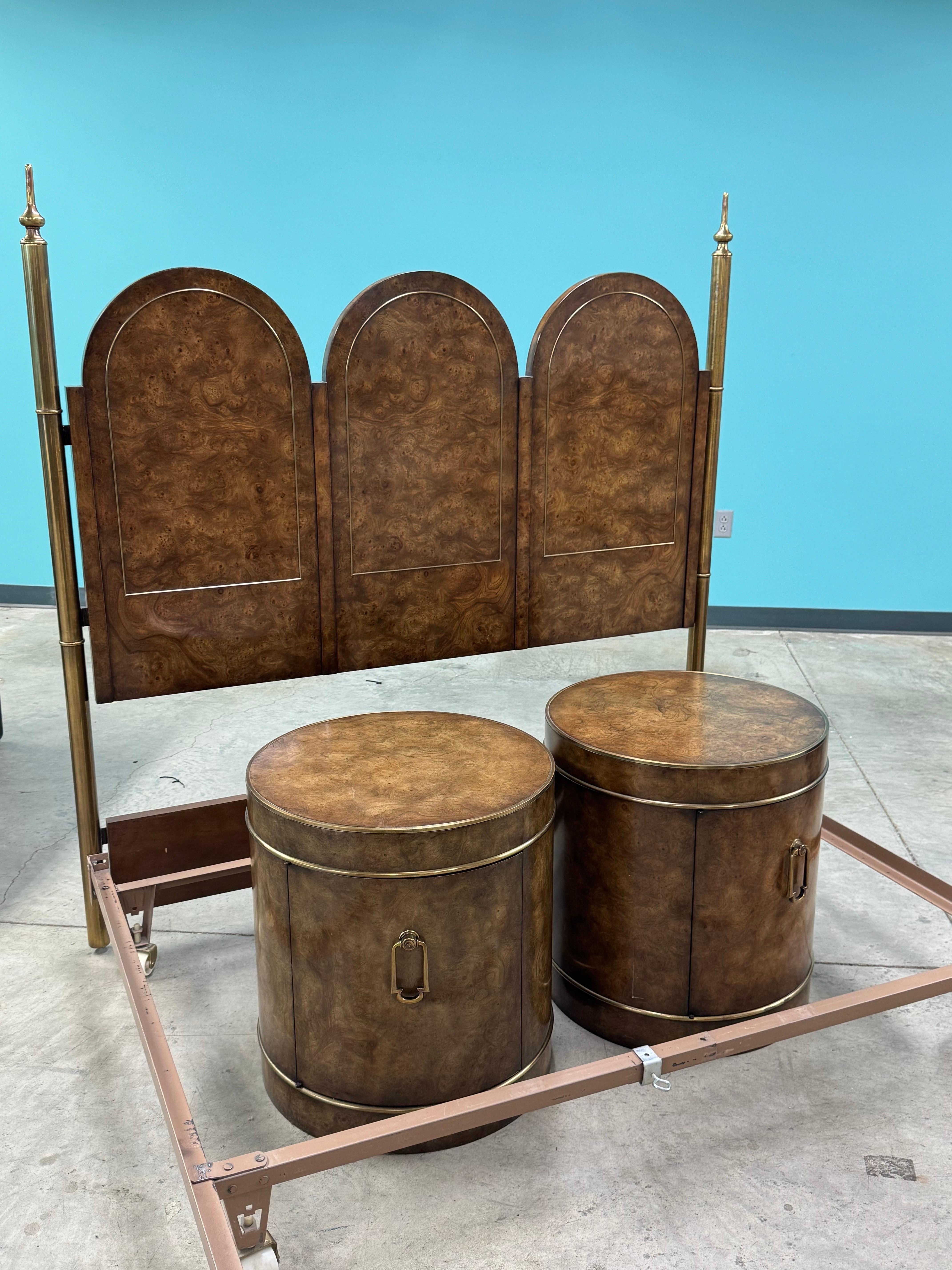 Brass Mastercraft Twin Wardrobes With Built in Vanity/Desk, a Set For Sale