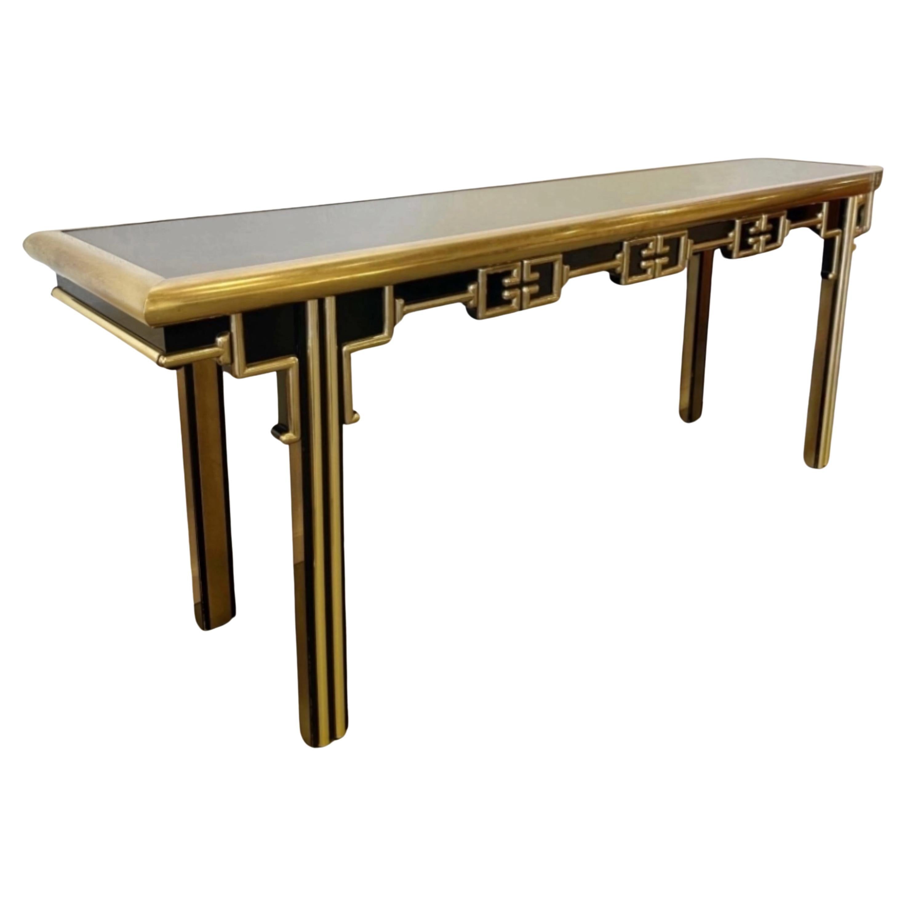 Mastercraft USA Elegante Konsole aus schwarzem Lack und Messing, ca. 1970er Jahre