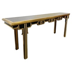 Mastercraft USA Elegant Black Lacquer and Brass Console, ca 1970s