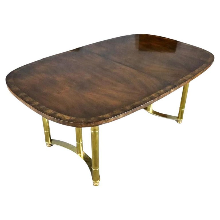 Mastercraft Walnut Dining Table With Brass Bamboo Legs For Sale at