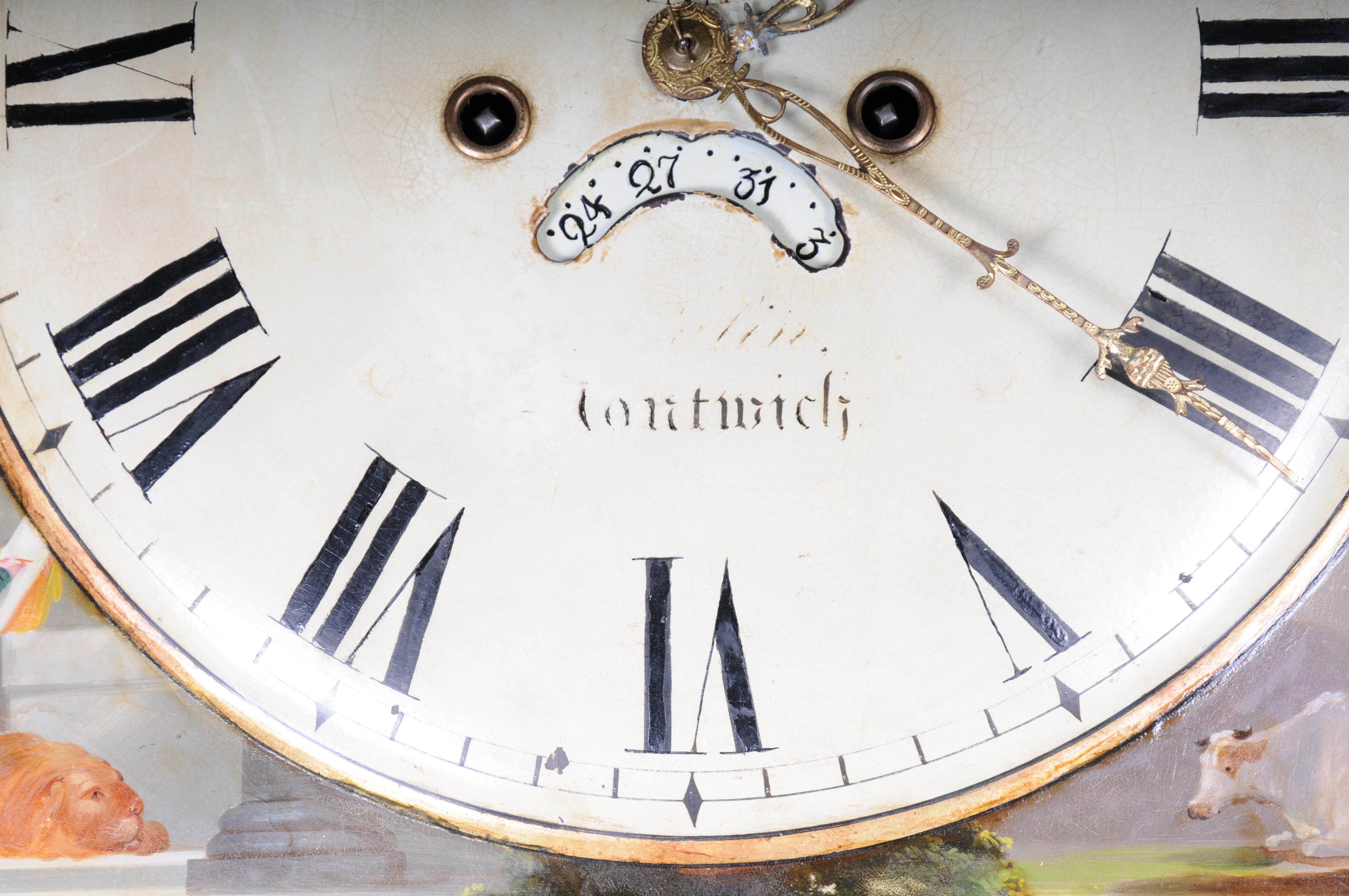 Masterful antique English grandfather clock, mahogany, 18th century For Sale 3