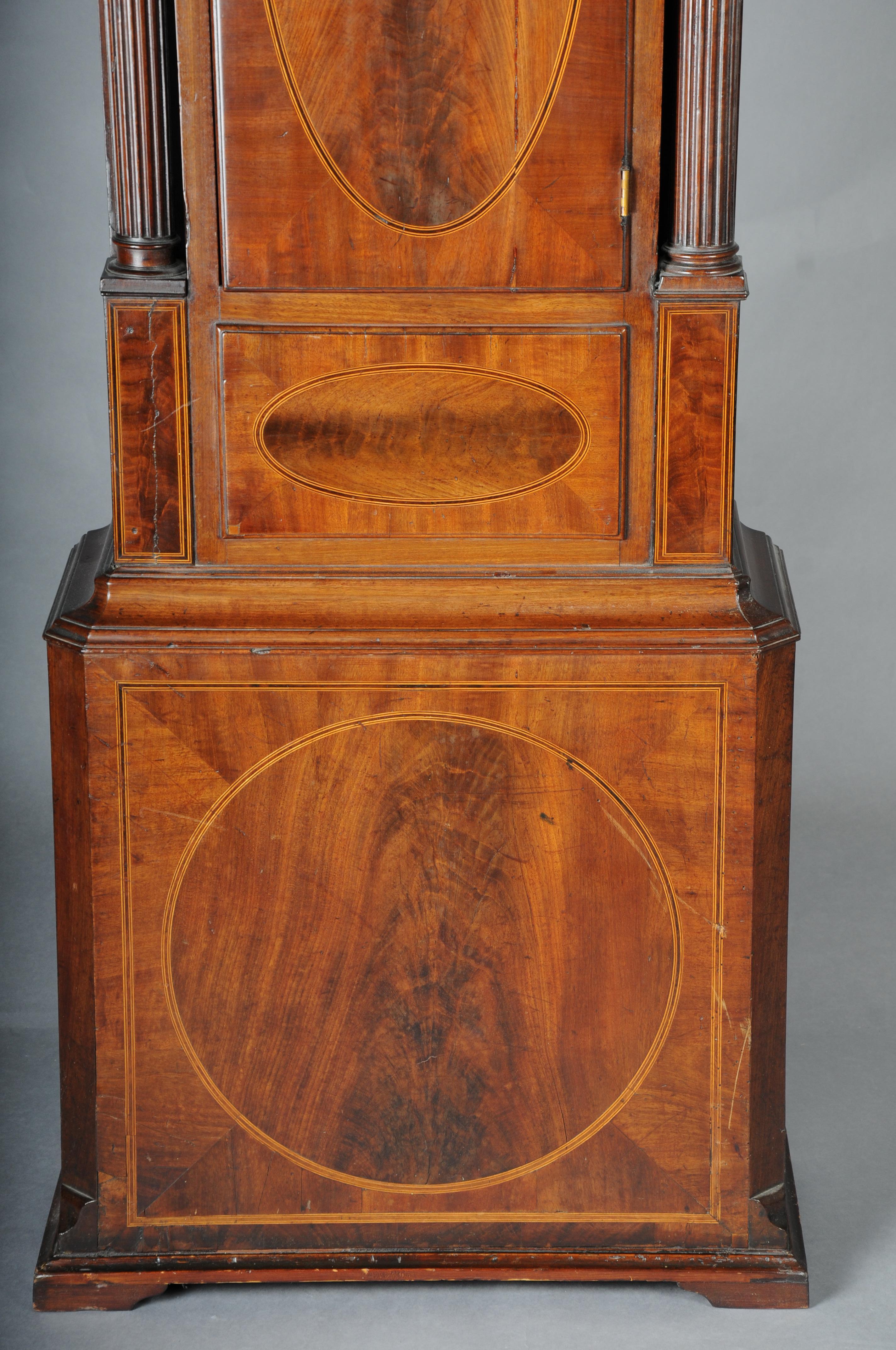 Masterful antique English grandfather clock, mahogany, 18th century For Sale 5