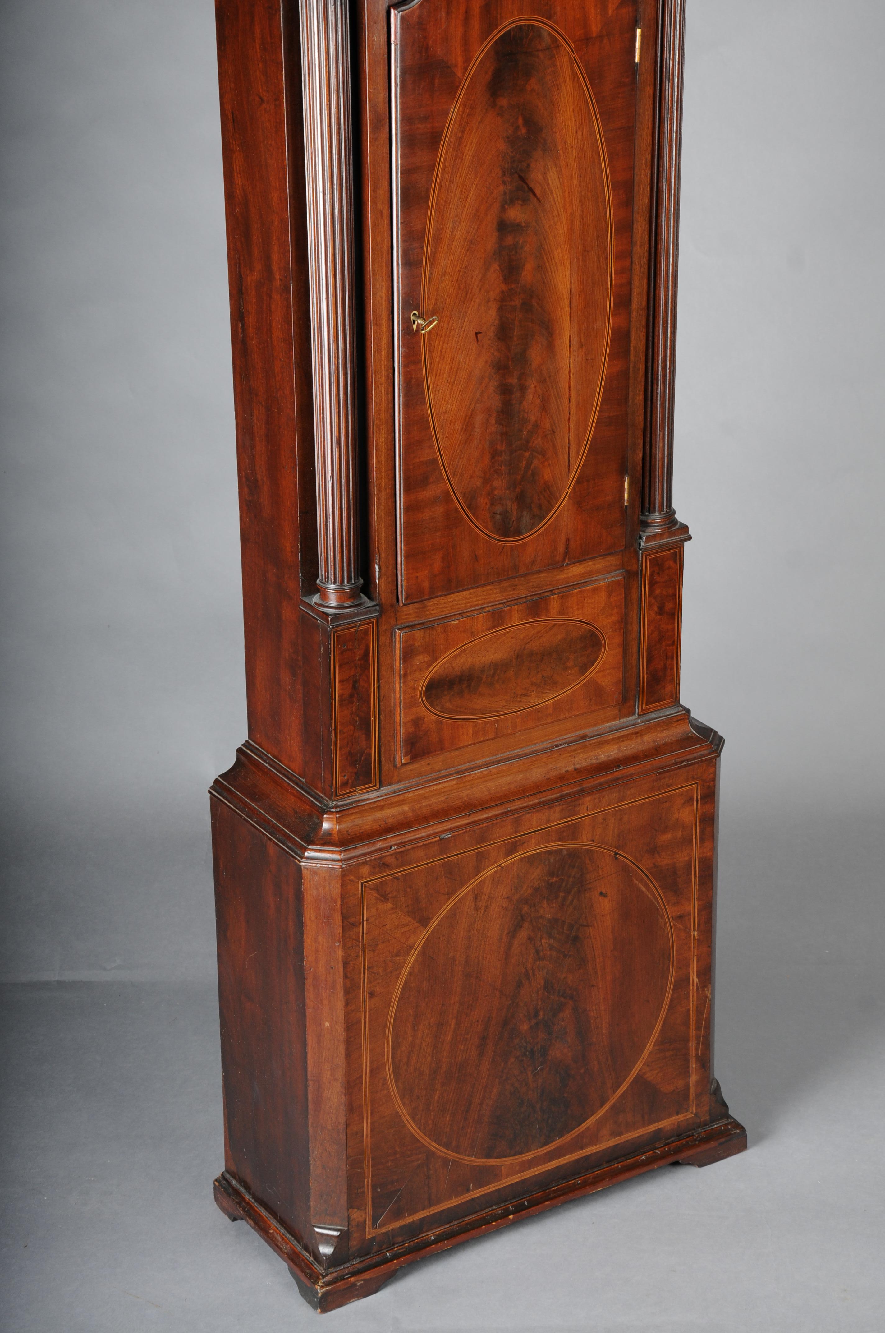 Masterful antique English grandfather clock, mahogany, 18th century For Sale 9