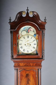 Magistral reloj de pie inglés antiguo, caoba, siglo XVIII