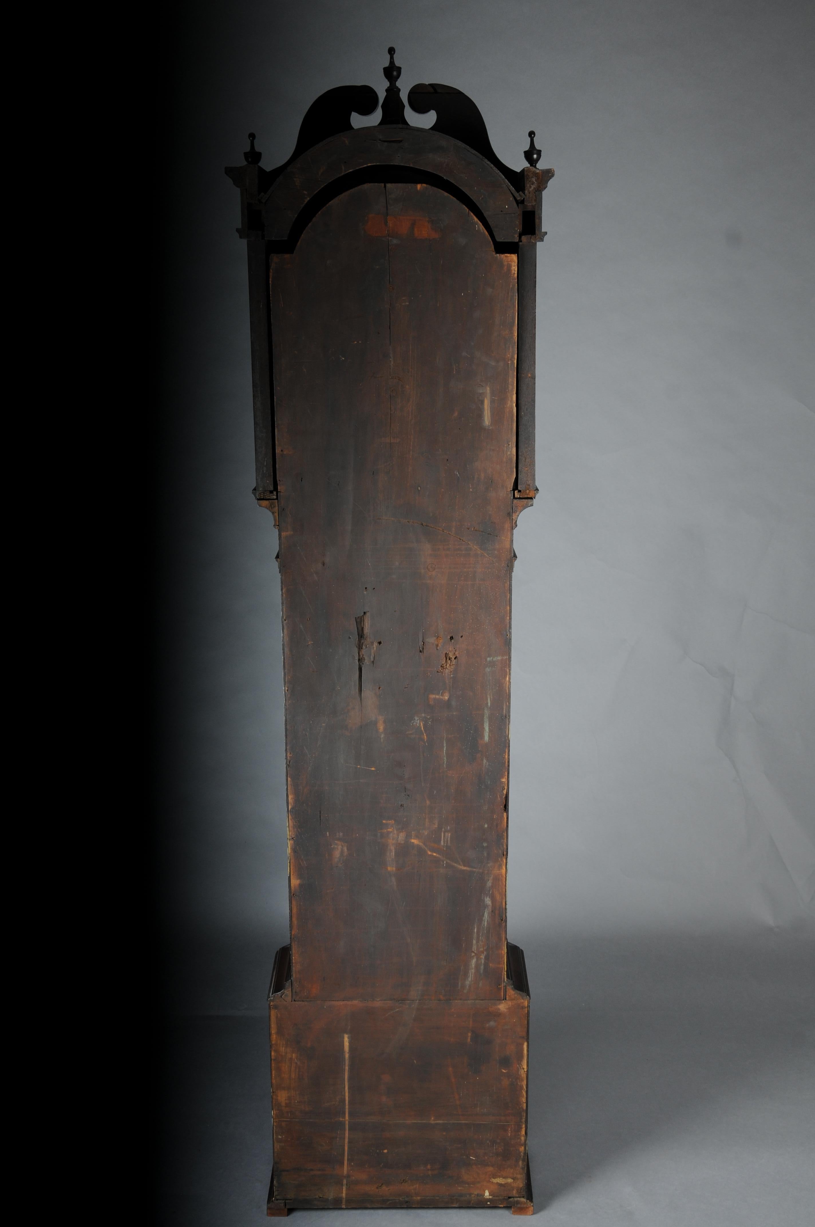 Masterful antique English grandfather clock, mahogany, 18th century For Sale 11