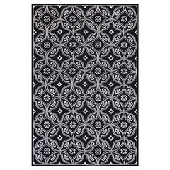 Masterful Black Color Geometric Pattern Handwoven Needlepoint Flat Weave Rug
