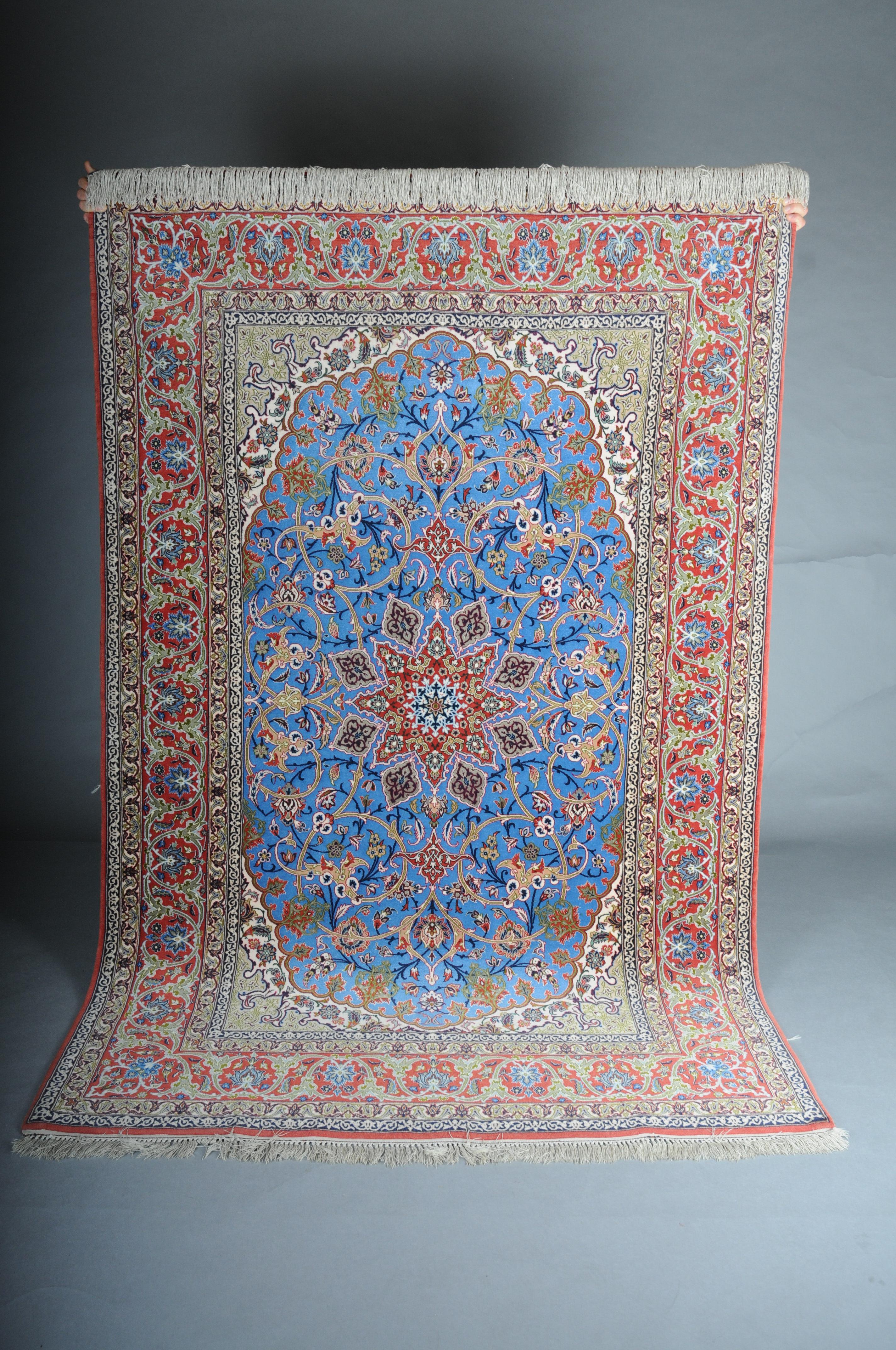 Masterful Isfahan Carpet, Cork Wool with Silk, circa 1960-1970s

