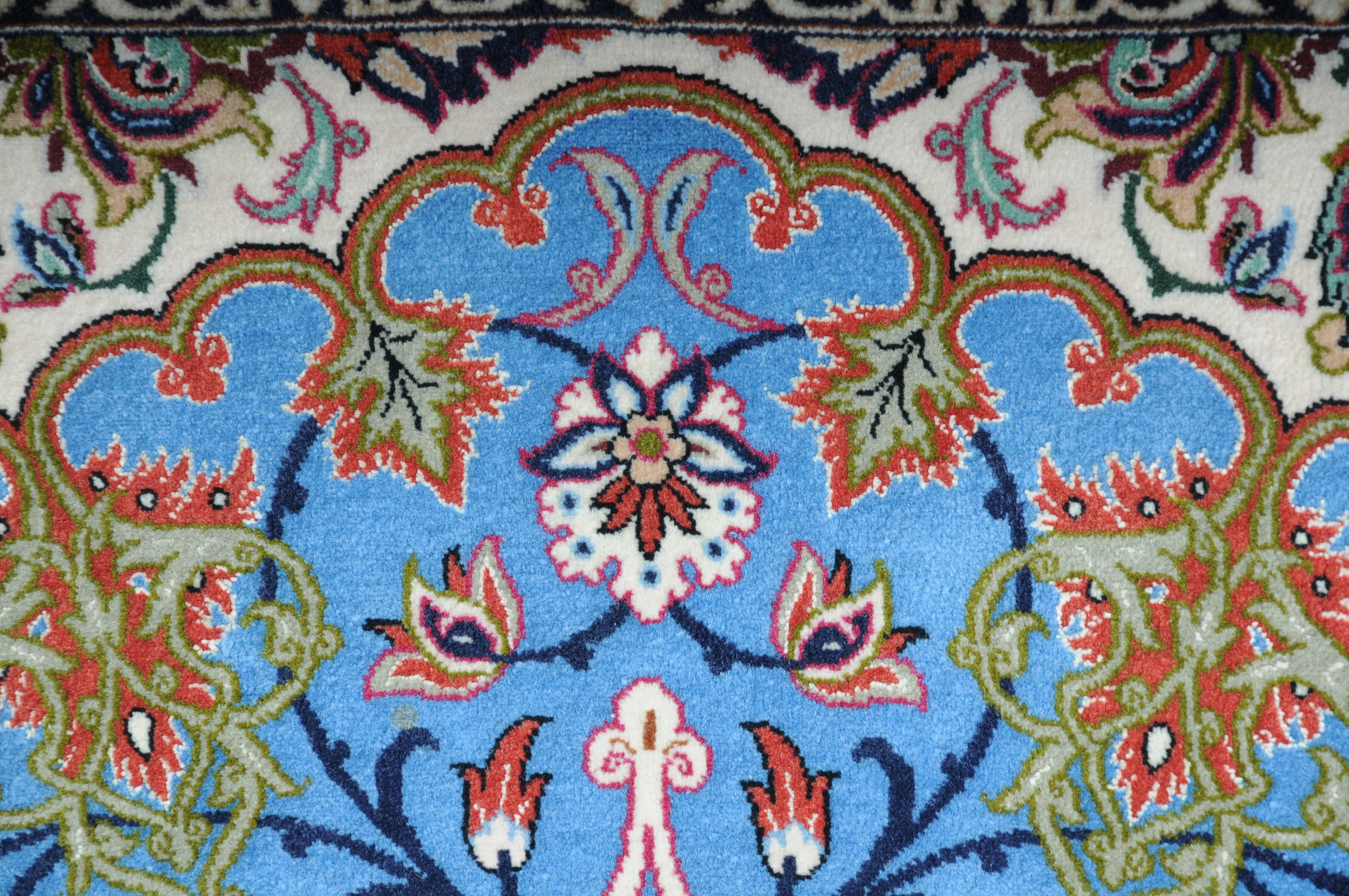 Mid-20th Century Masterful Isfahan Carpet, Cork Wool with Silk, circa 1960-1970s For Sale