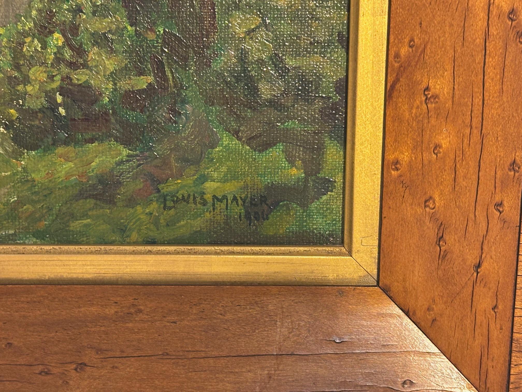 Meisterhafte Öl-Landschaft von Carmel, Kalifornien, des amerikanischen Regionalmalers Louis Mayer, dessen Werk eine tiefe Wertschätzung für das natürliche Licht und die jahreszeitlichen Veränderungen widerspiegelt.  