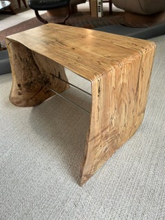Masterful One of a Kind Natural Edge Spaltted Maple Waterfall Bench