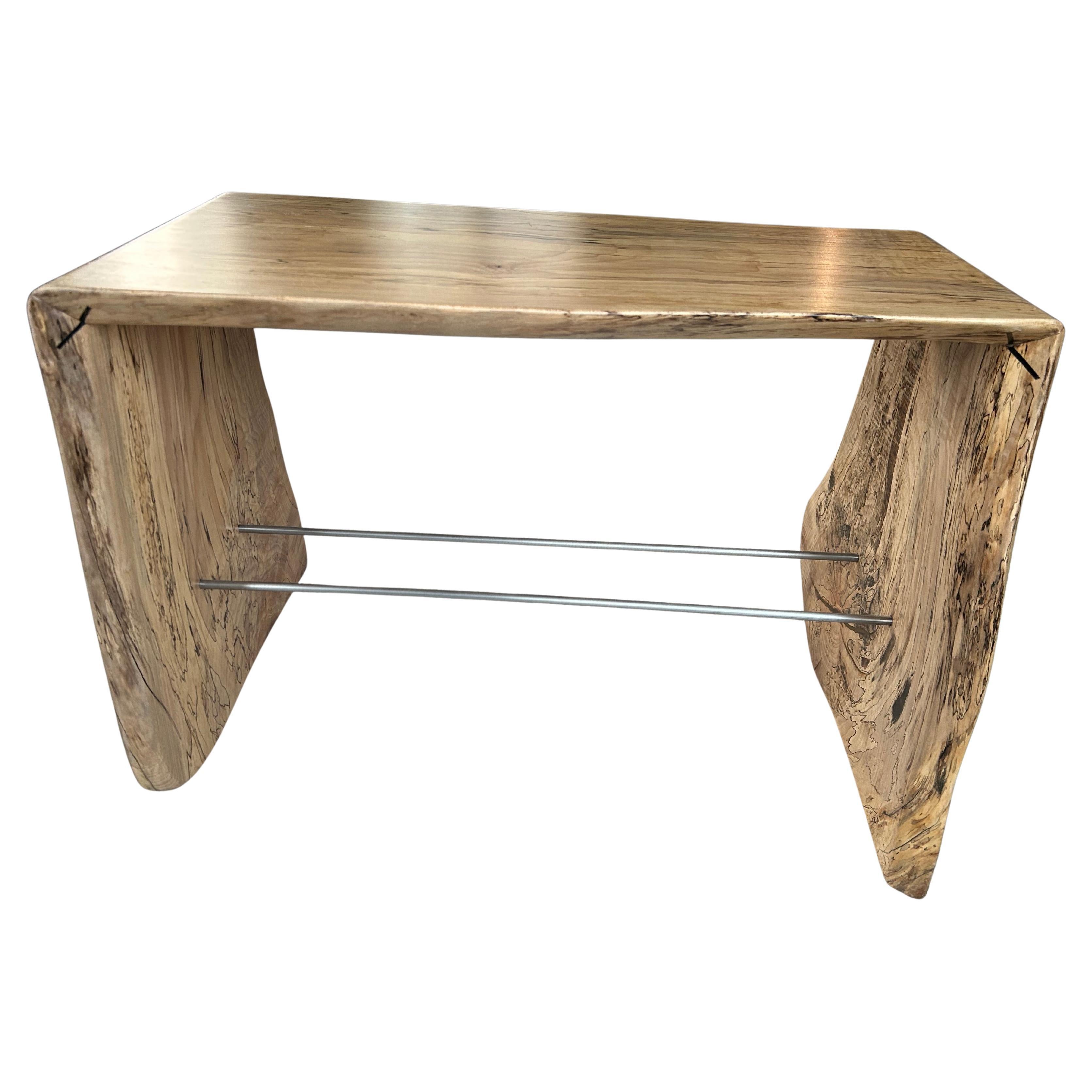 Masterful One of a Kind Natural Edge Spaltted Maple Waterfall Bench For Sale