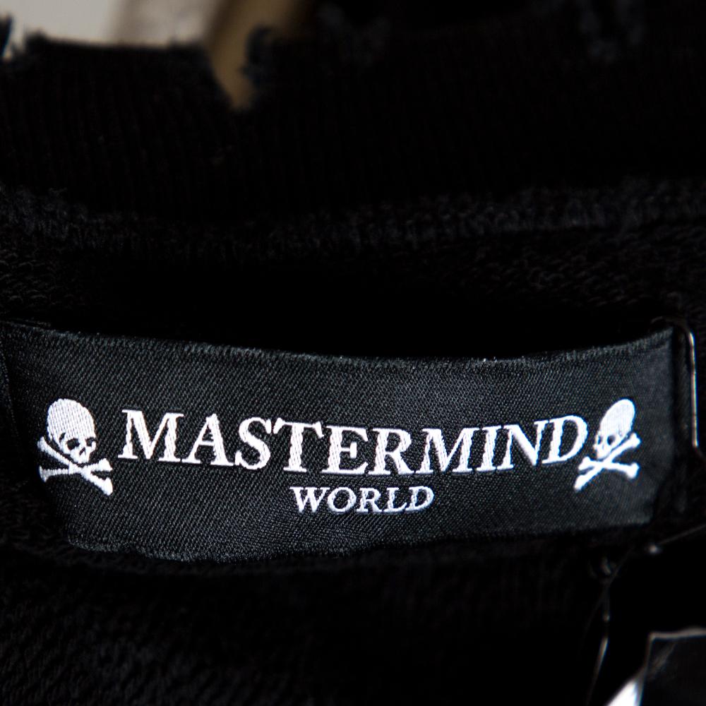 Mastermind World Black Logo Print Cotton Distressed Sweatshirt M In Good Condition In Dubai, Al Qouz 2