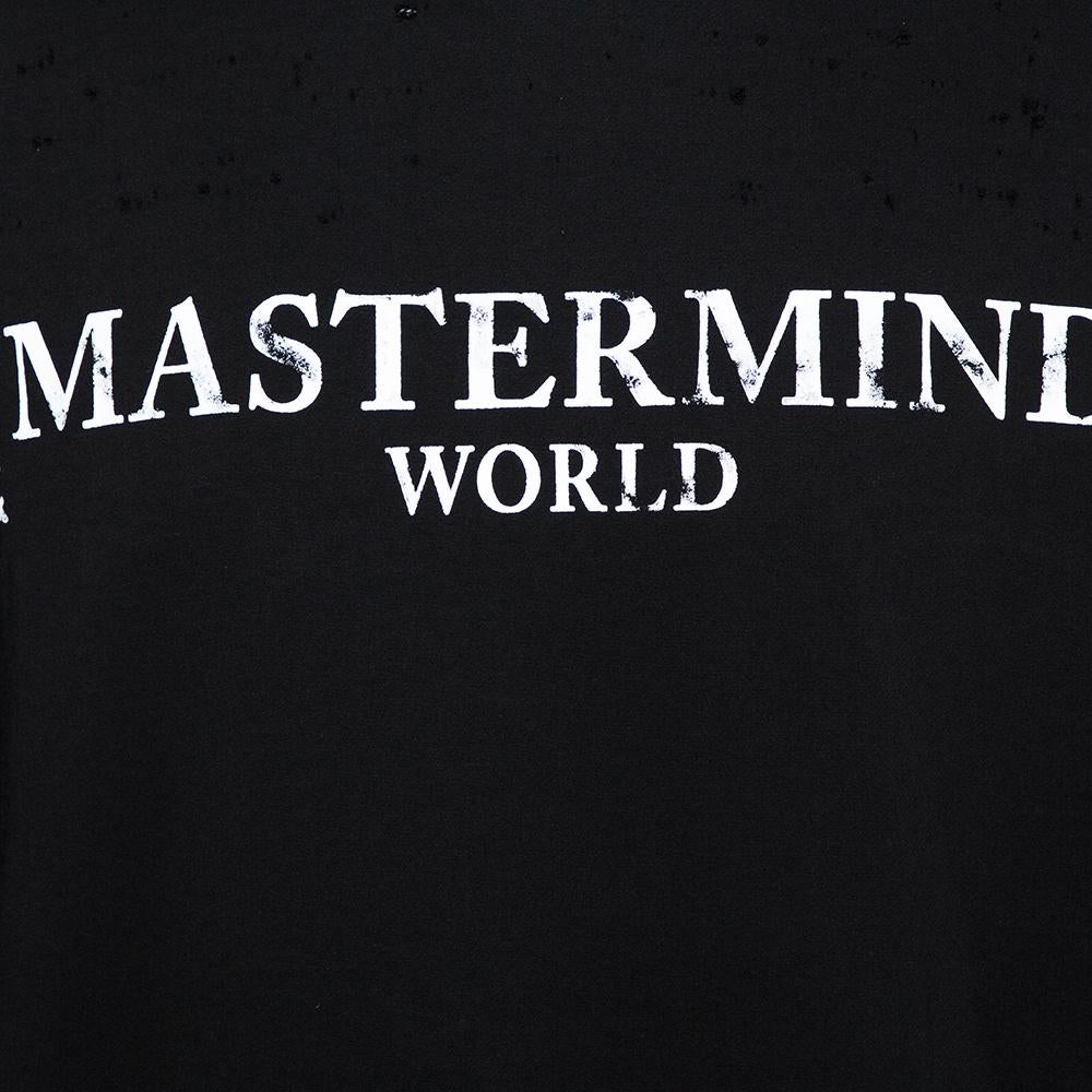 Men's Mastermind World Black Logo Print Cotton Distressed Sweatshirt M
