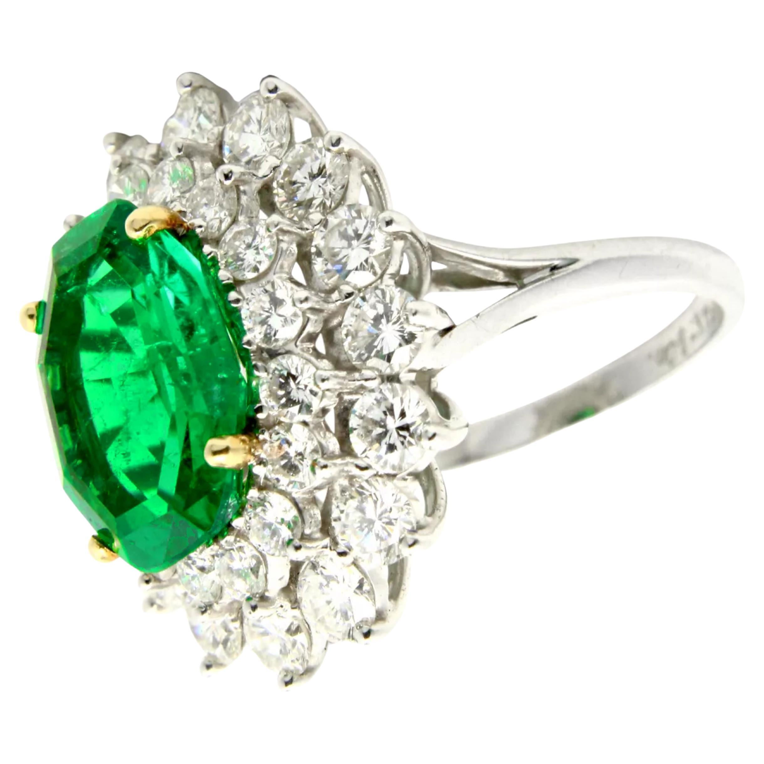 Oval Cut Masterpiece AGL Vintage Tiffany & Co. Colombian Emerald Ring For Sale