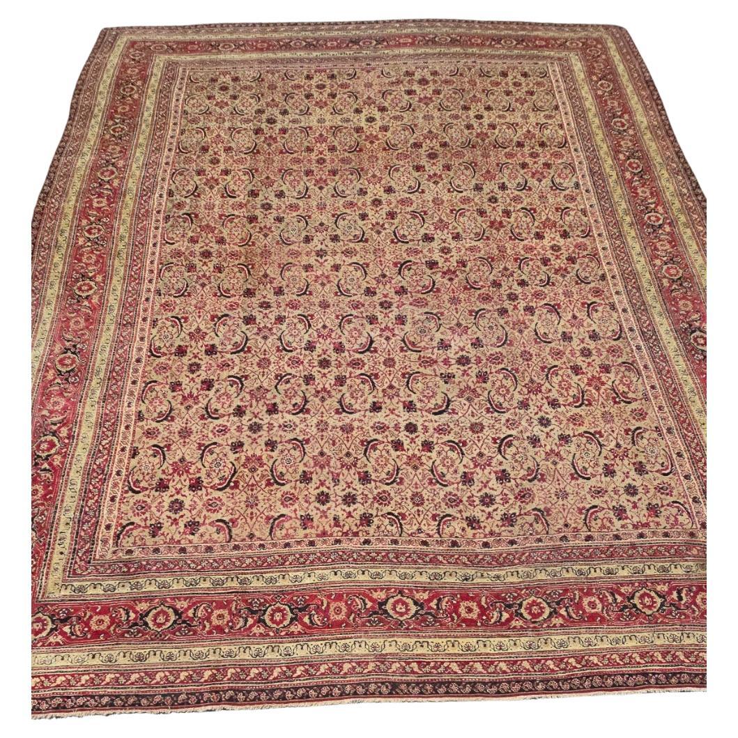 Obra maestra Alfombra Agra rojo rubí Circa 1900s en venta