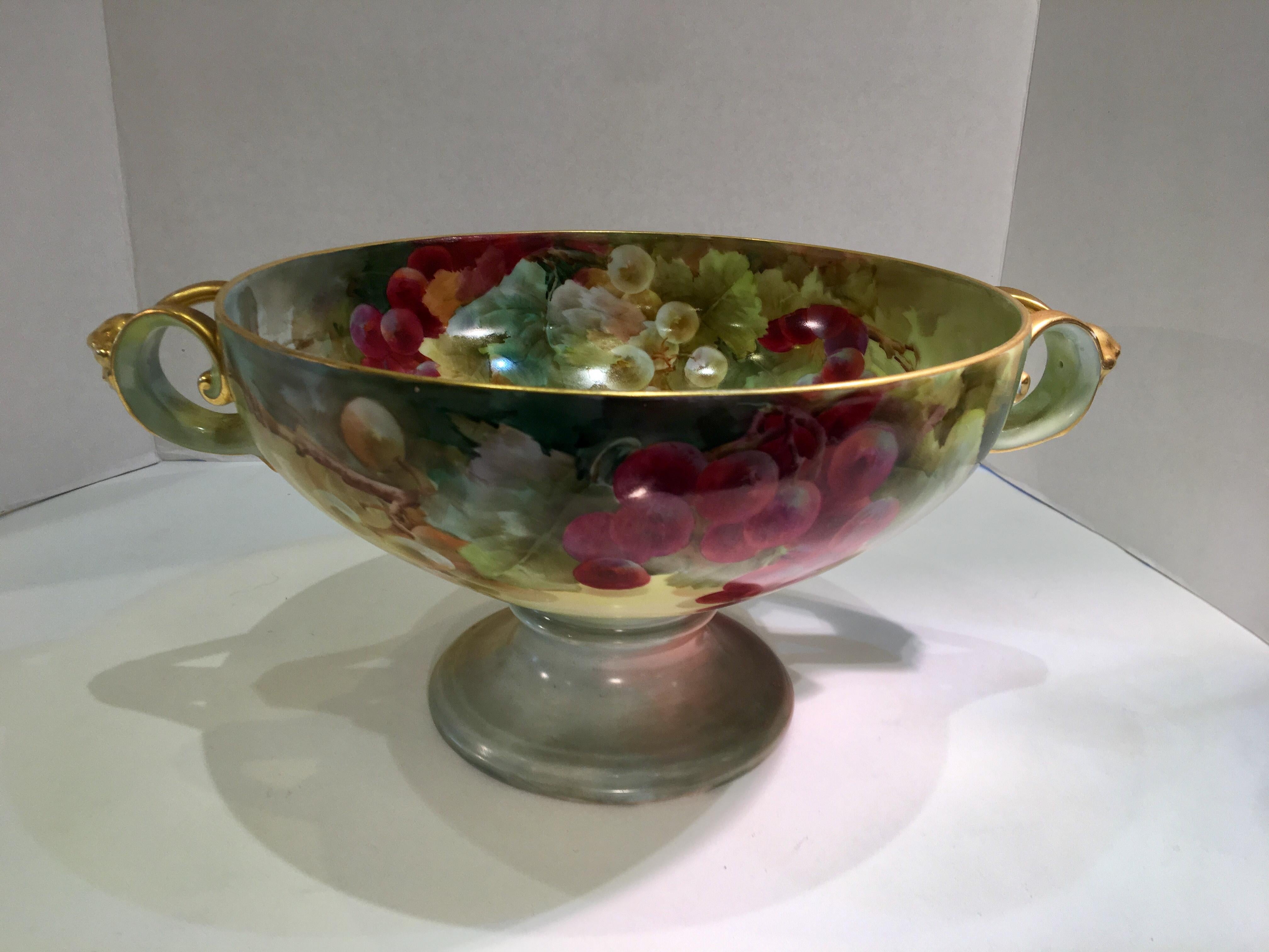 Masterpiece Antique Art Nouveau Rosenthal Hand Painted Porcelain Footed Bowl 1