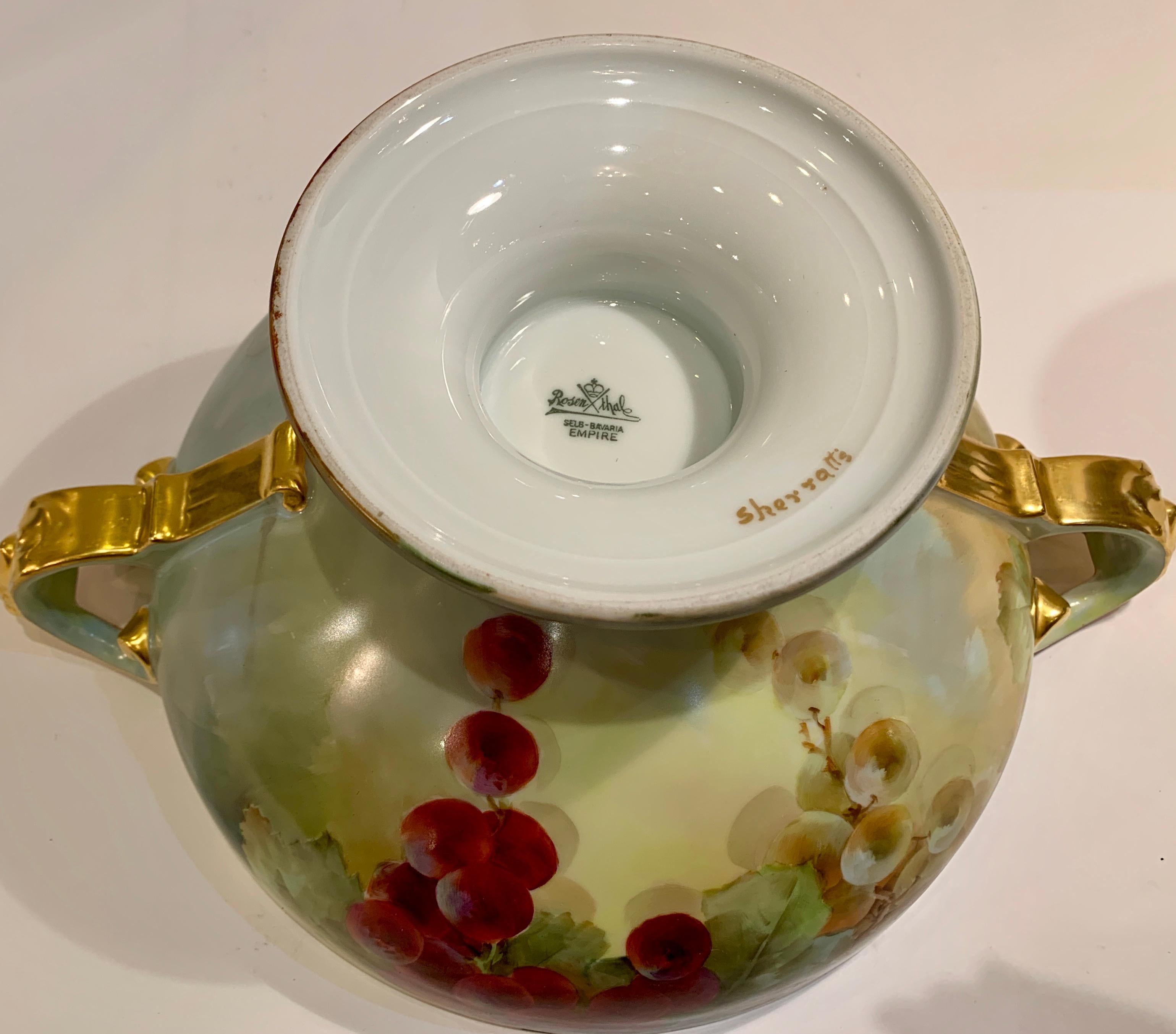 Masterpiece Antique Art Nouveau Rosenthal Hand Painted Porcelain Footed Bowl 3