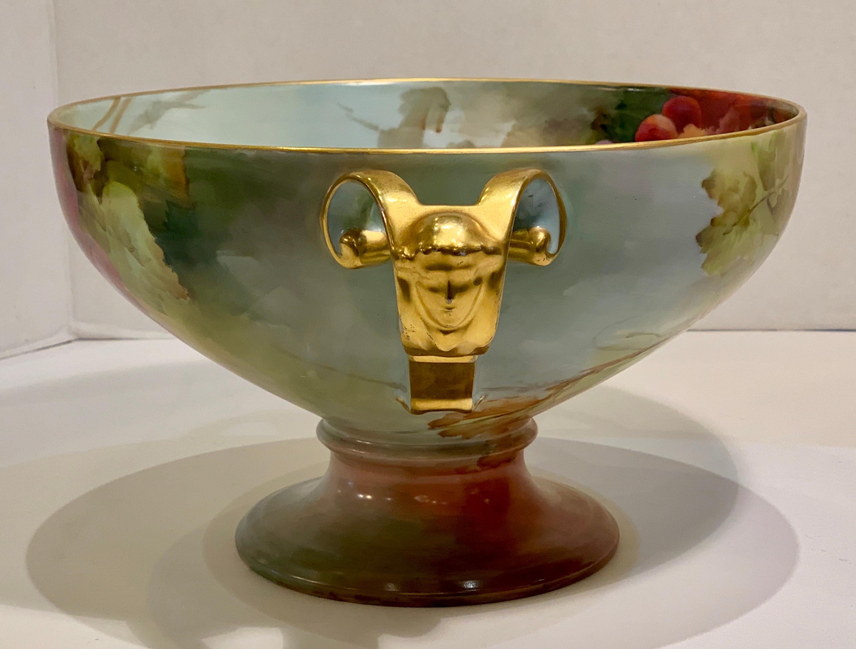 German Masterpiece Antique Art Nouveau Rosenthal Hand Painted Porcelain Footed Bowl