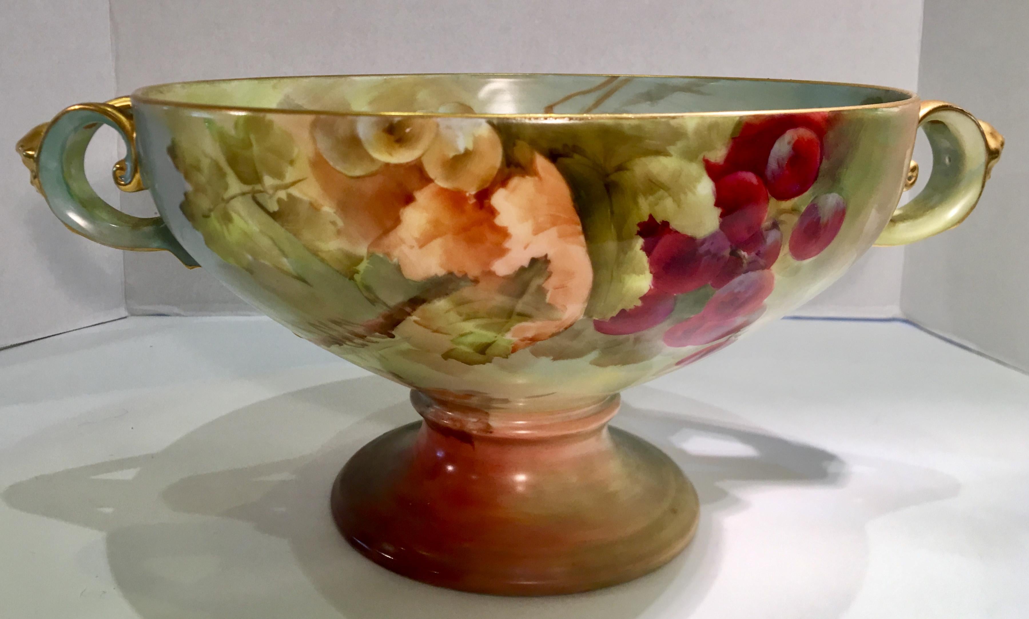 Masterpiece Antique Art Nouveau Rosenthal Hand Painted Porcelain Footed Bowl In Good Condition In Tustin, CA