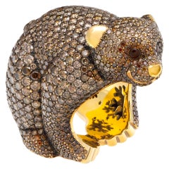 Anello capolavoro Chopard con orso di diamanti "Animal World Collection" in 18 carati
