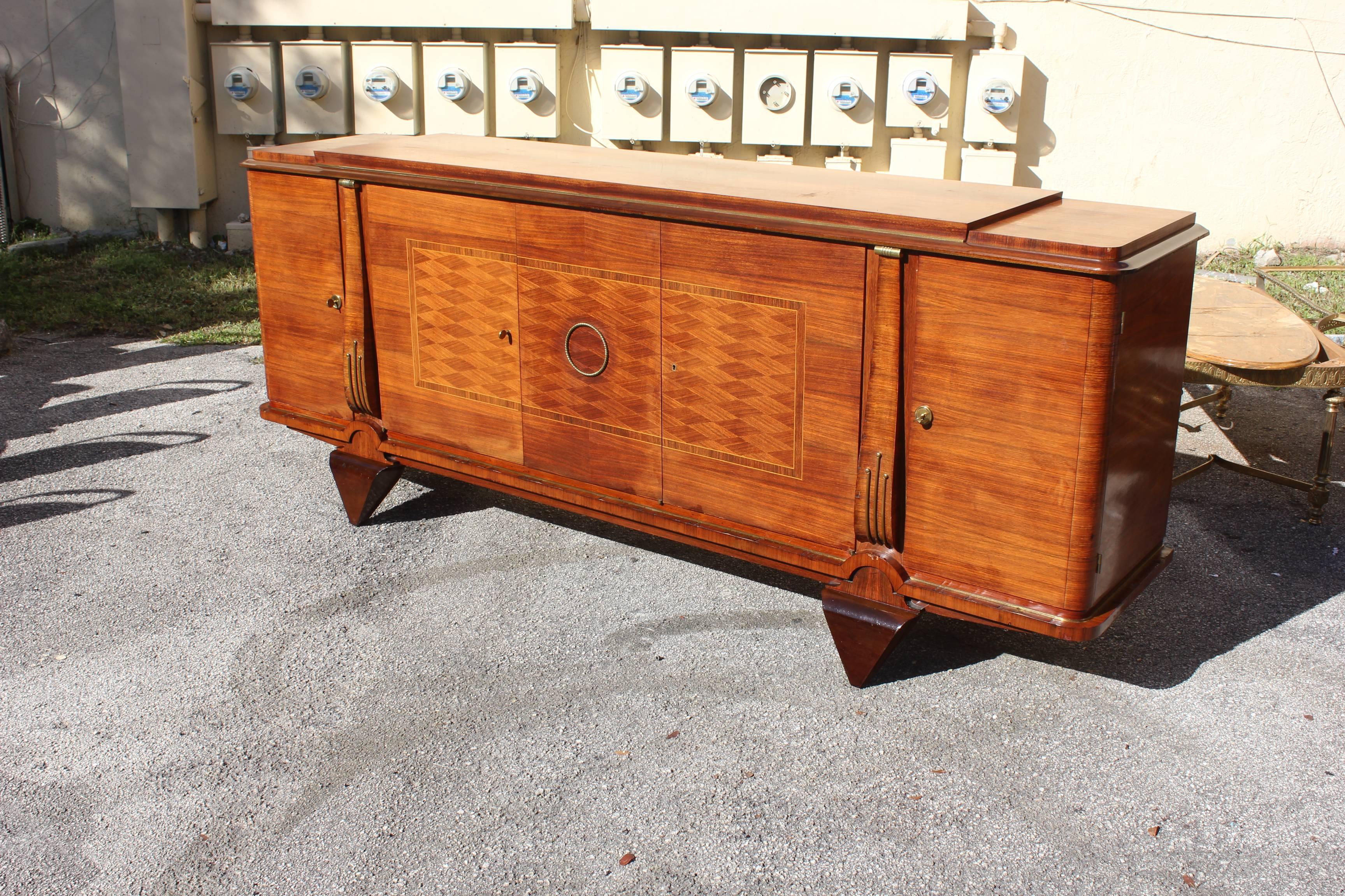 Masterpiece French Art Deco Sideboard / Buffet Rosewood by Jules Leleu Style For Sale 6