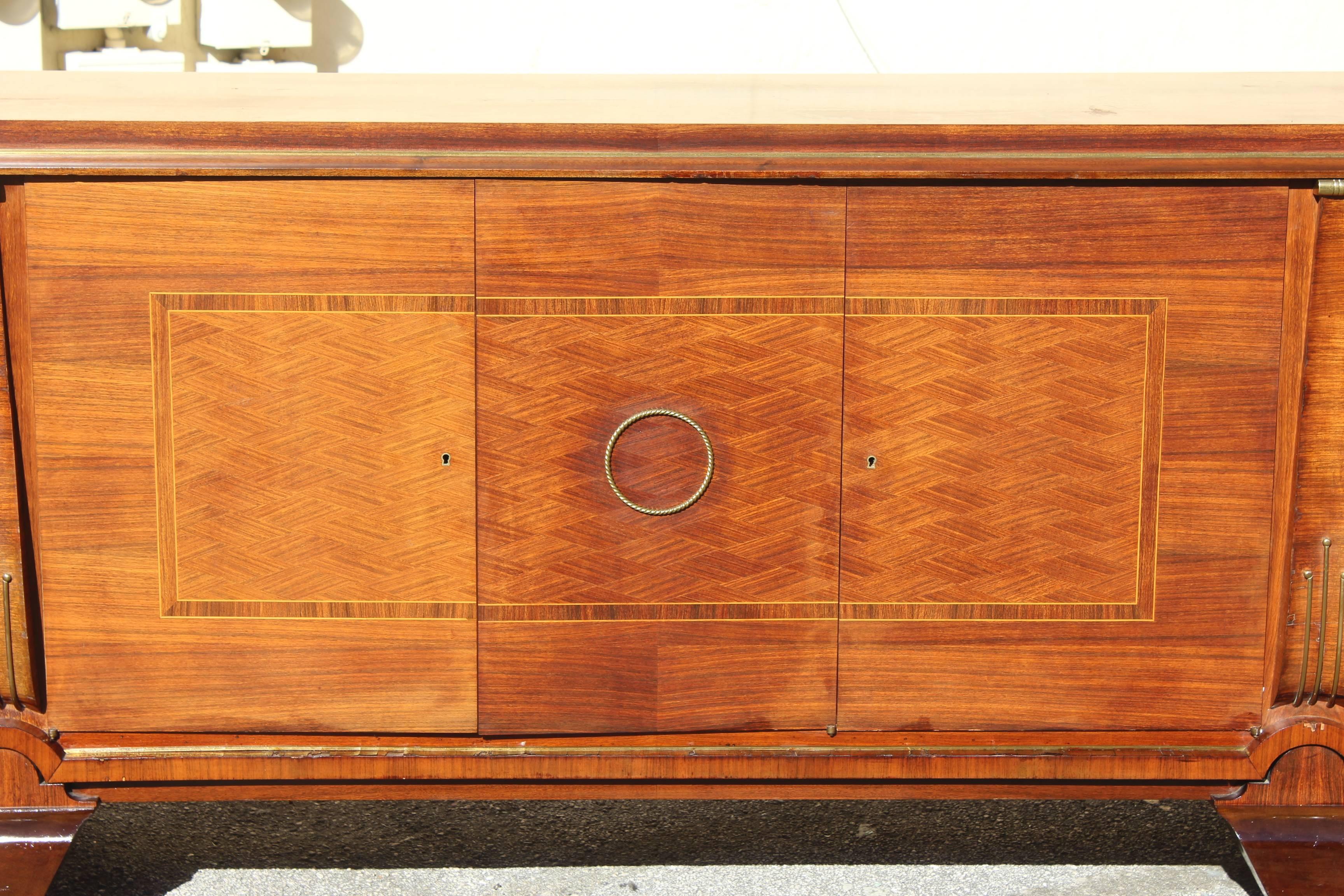 Masterpiece French Art Deco Sideboard / Buffet Rosewood by Jules Leleu Style For Sale 8