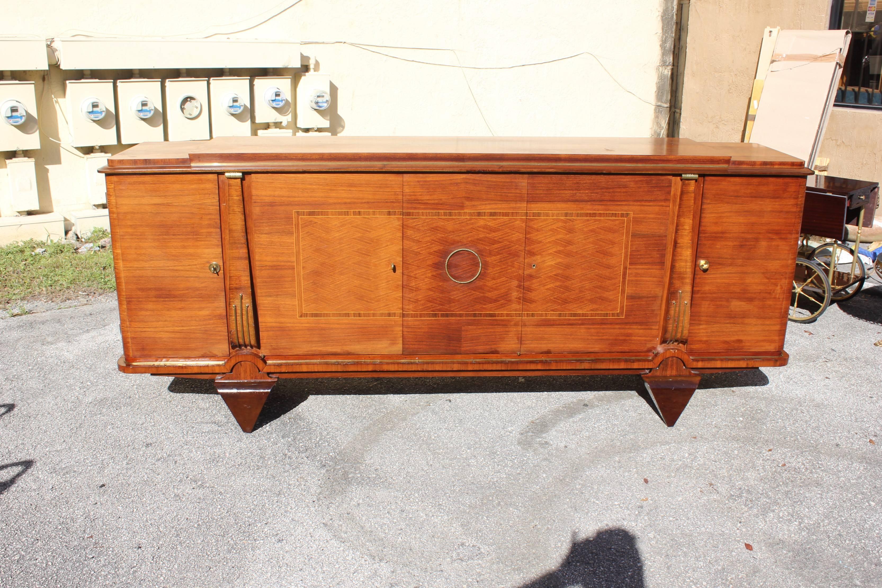 Masterpiece French Art Deco Sideboard / Buffet Rosewood by Jules Leleu Style For Sale 9