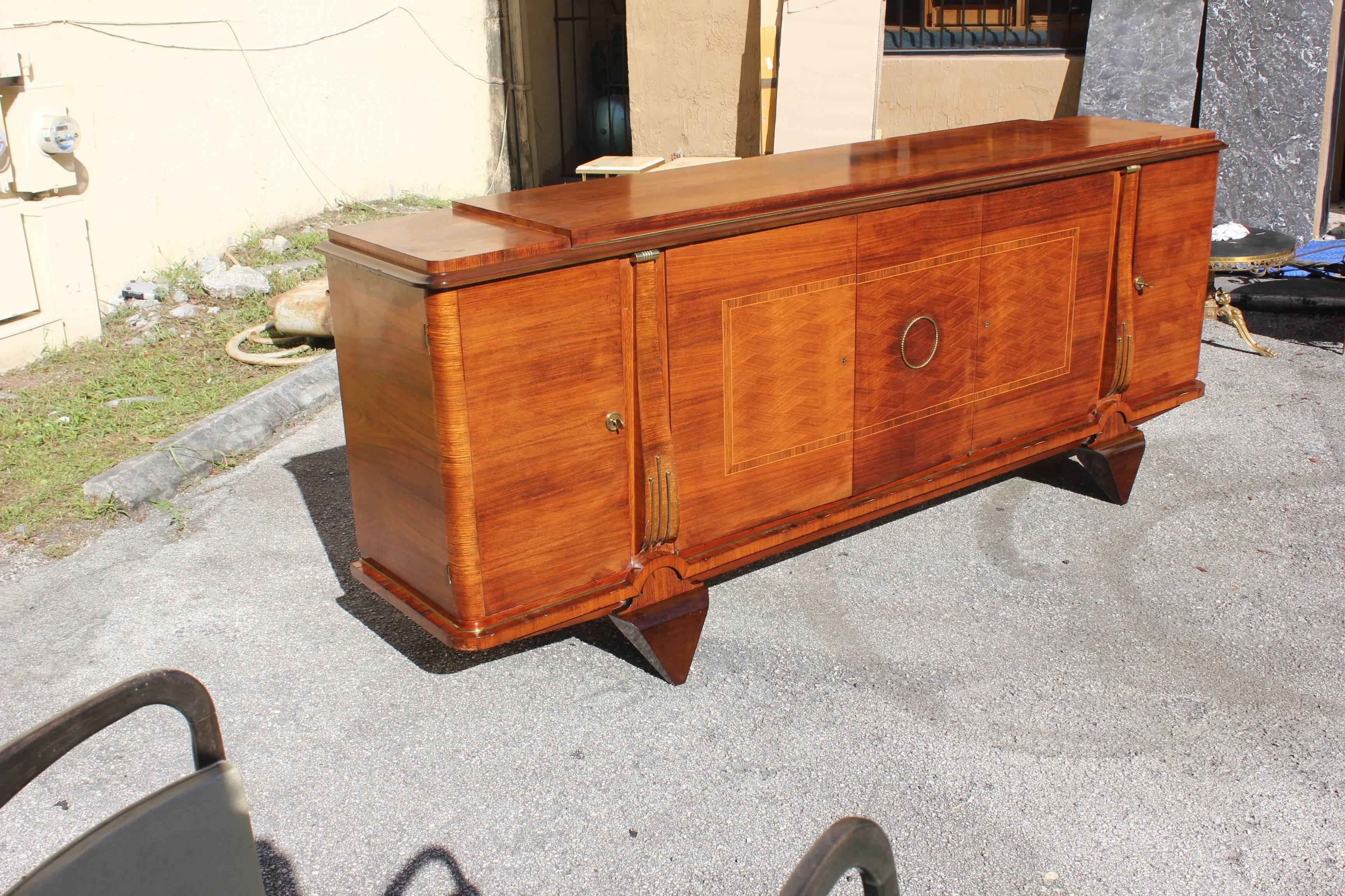 Masterpiece French Art Deco Sideboard / Buffet Rosewood by Jules Leleu Style For Sale 10