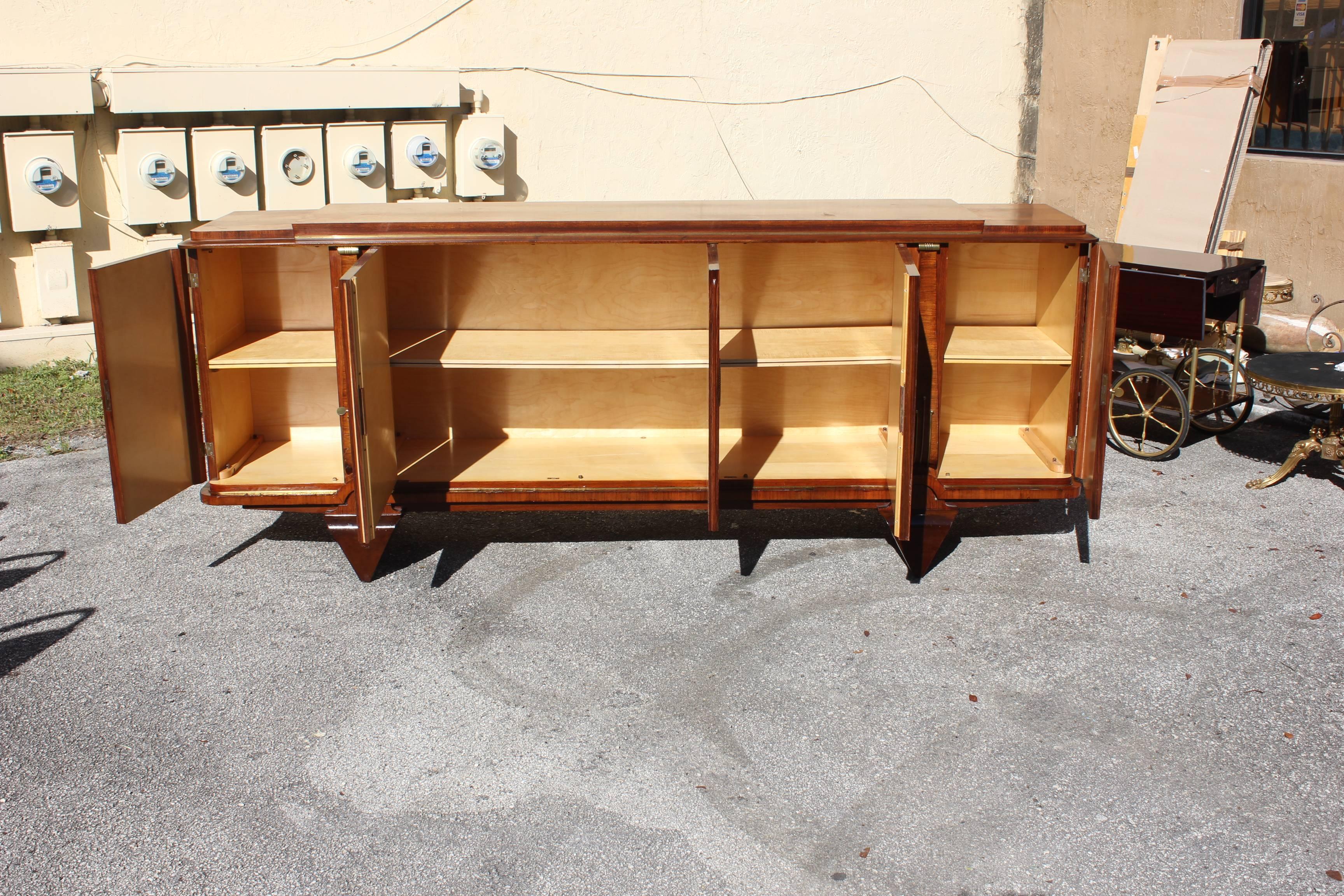 Masterpiece French Art Deco Sideboard / Buffet Rosewood by Jules Leleu Style For Sale 1
