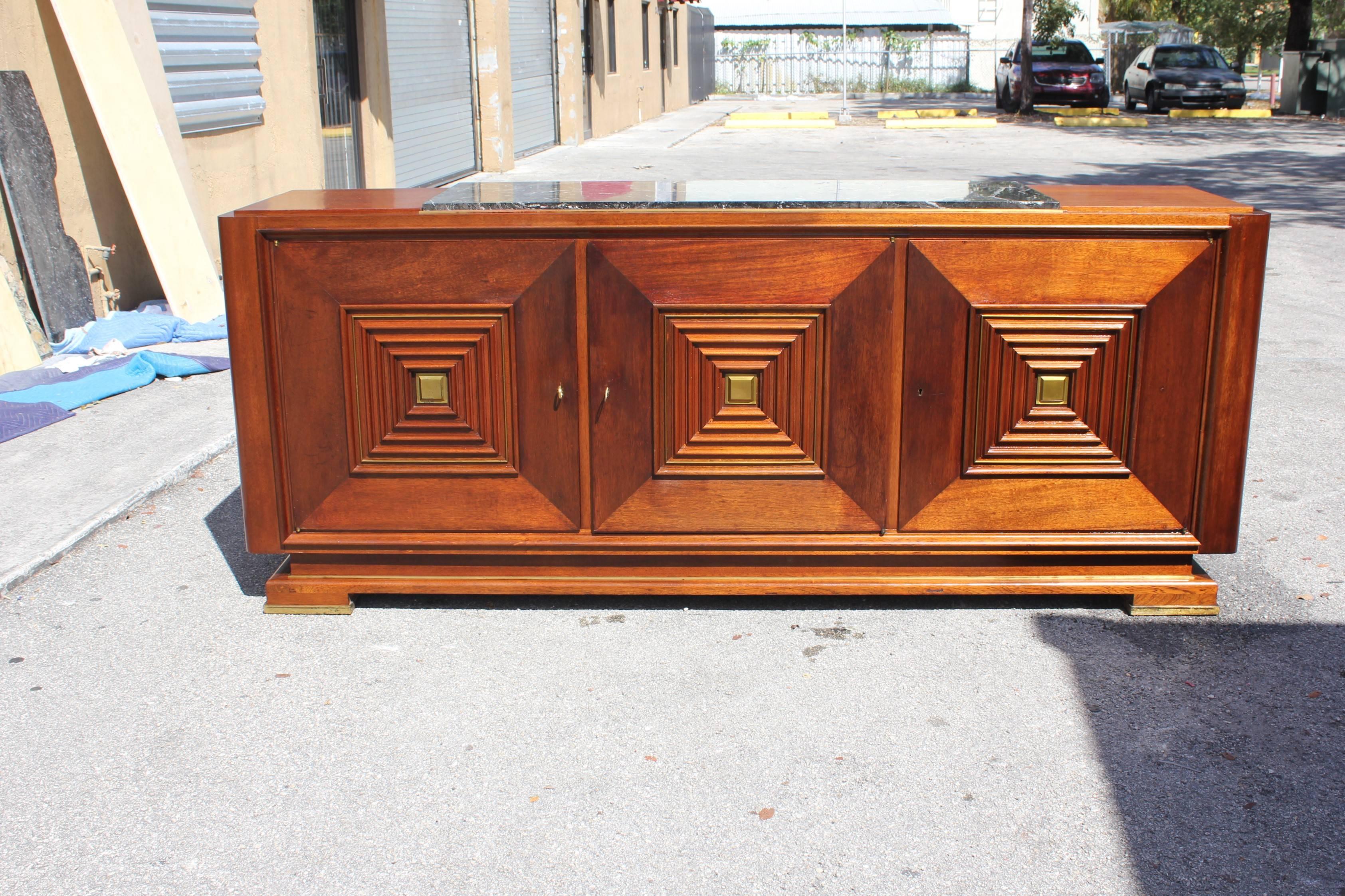 Masterpiece French Art Deco Solid Mahogany Sideboard or Buffet by Maxime Old 4