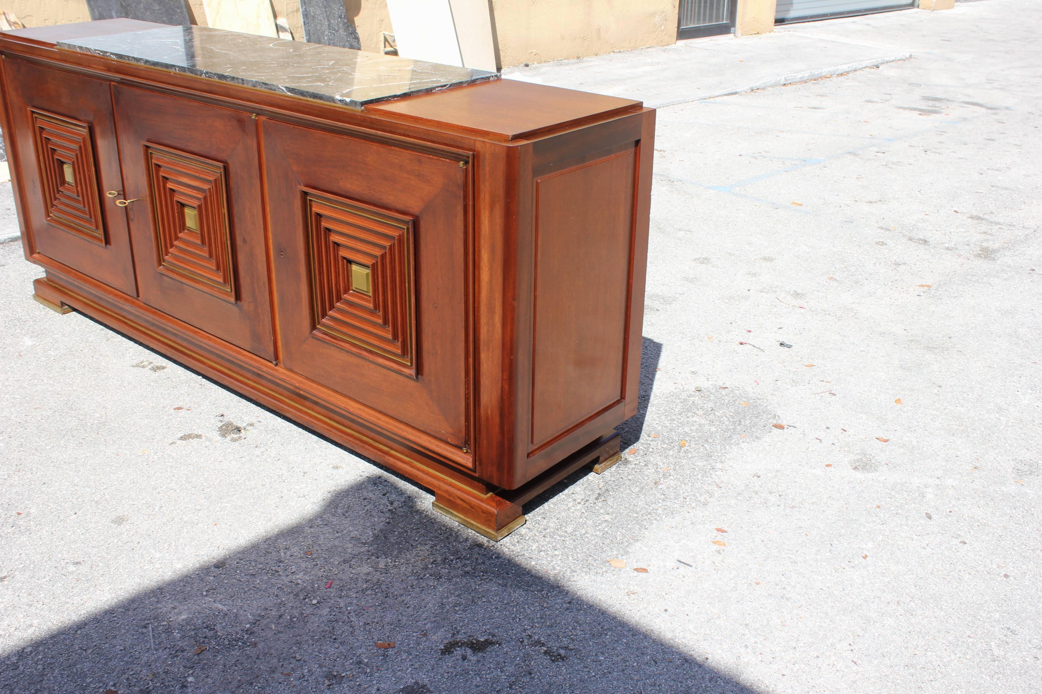Masterpiece French Art Deco Solid Mahogany Sideboard or Buffet by Maxime Old In Distressed Condition In Hialeah, FL